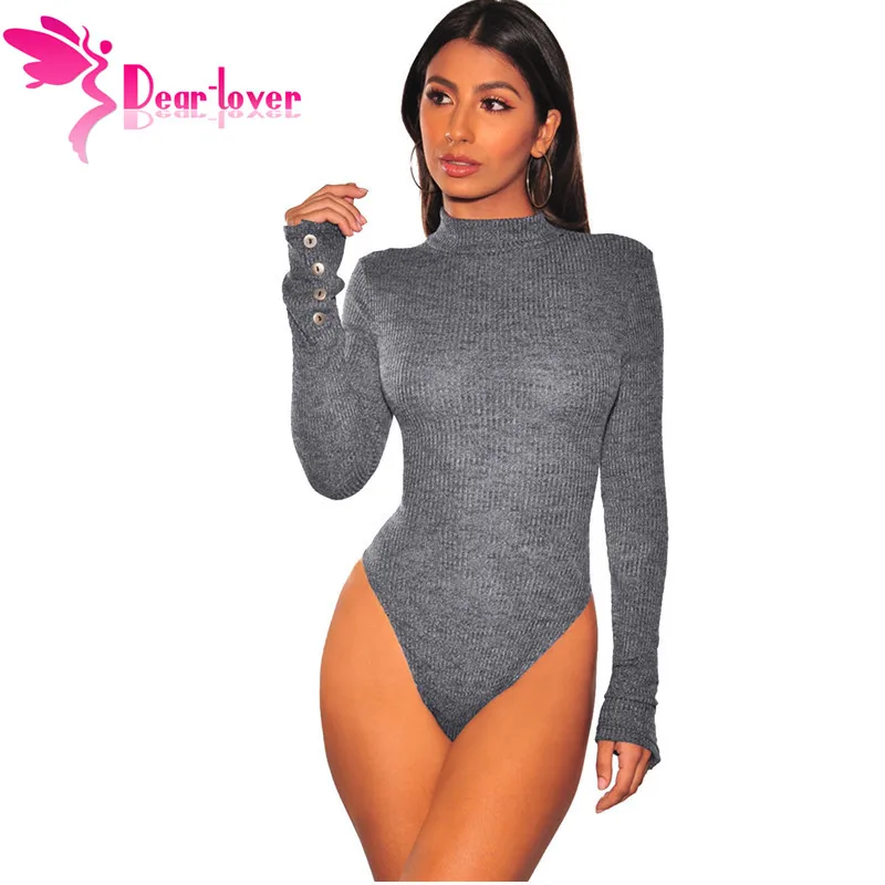 Gray-Mock-Neck-Ribbed-Knit-Long-Sleeves-Bodysuit-LC32314-11-30313