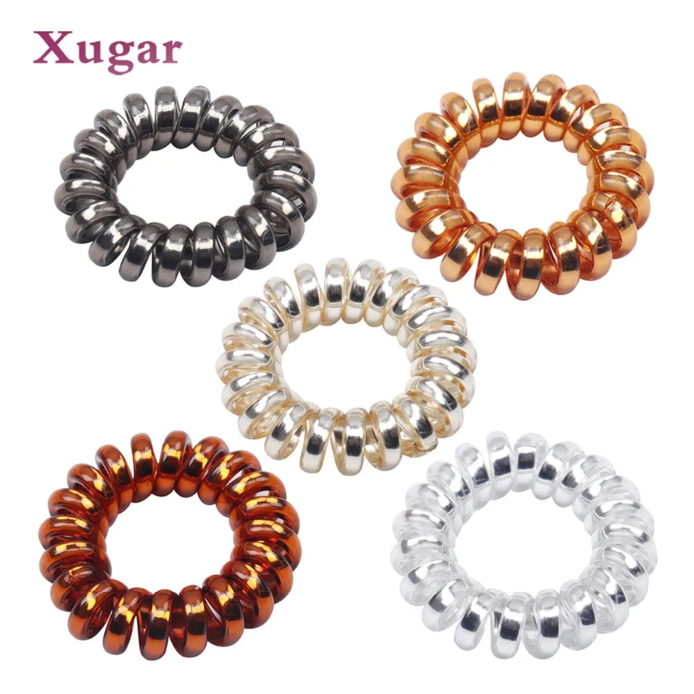 Xugar إكسسوارات الشعر مرونة العصابات الشعر للبنات المرأة ذيل حصان حامل الأربطة المطاطية حلقة سلك الهاتف العلاقات اللثة الشعر حبل