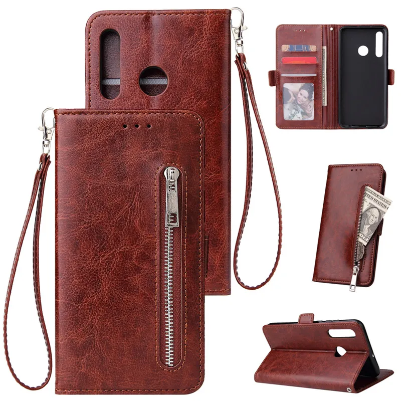 Leather Zipper Wallet Case For Huawei Y5 Y6 Y7 Pro Prime P Smart Plus Y9 Hawei Honor 8a 8x 8c 8s 9 10 Lite Flip Cover