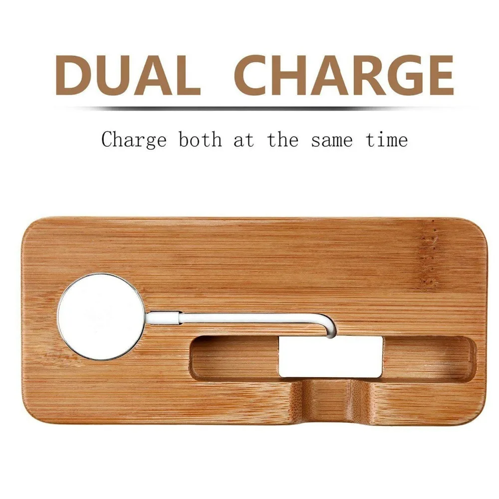  XMXCZKJ Wooden Charging Dock Station for Mobile Phone Holder Stand Bamboo Charger Stand Base For Ap