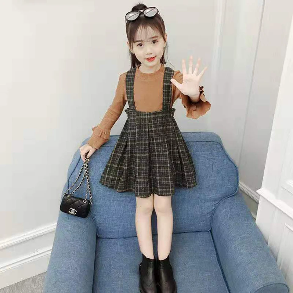 New Style Autumn Winter Spring Toddler Girl Tops+ Dresses Girls Suit Kids Clothes Girl Sets For Age 4 5 6 7 8 9 10 12 13 Year