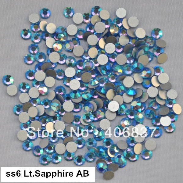 Бесплатная доставка! 1440 шт./лот ss6 (1 9-2 1 мм) Light Sapphire AB плоский задник для нейл-арта