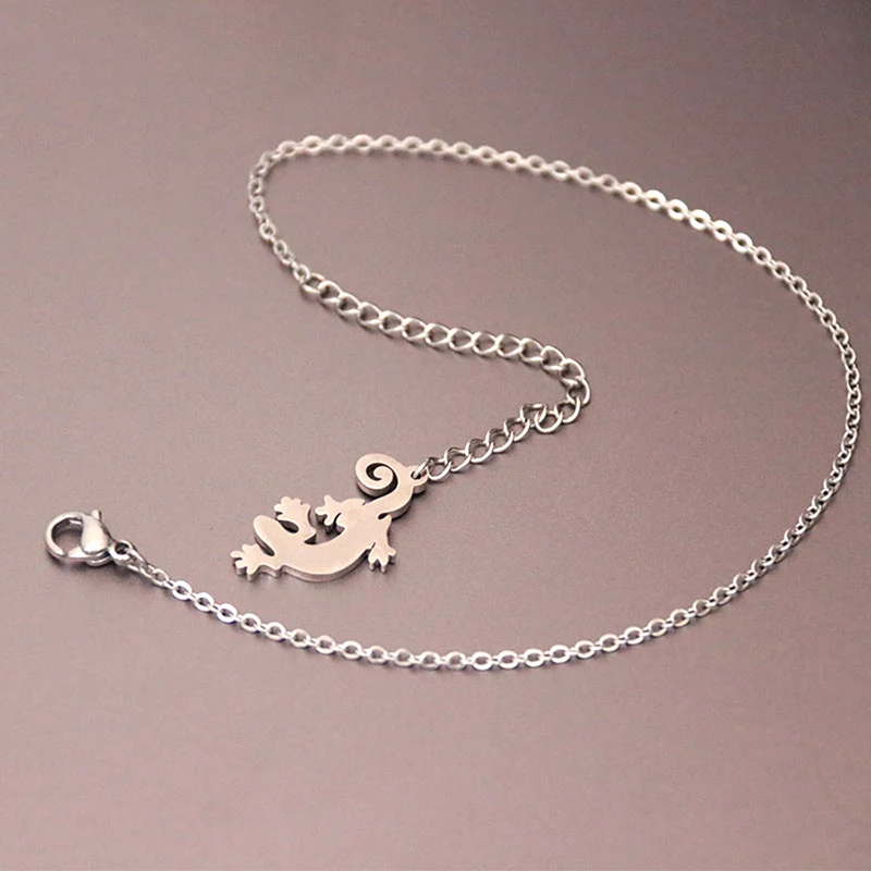 Для женщин модные браслеты Gecko ножной браслет Нержавеющая сталь Jewelry женский