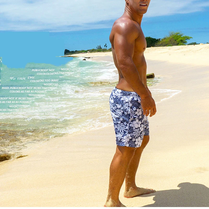 

Newest Men's Board Shorts Quick Dry Beach Shorts flower prints Swim suit Trunks Male Swimwear Surfing Shorts Short De Bain Homme