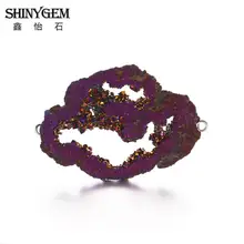 Подвески ShinyGem из натуральной друзы, минеральные коннекторы с кристаллами, амулеты, Необычные подвески из натурального камня для рукоделия, изготовления ювелирных изделий