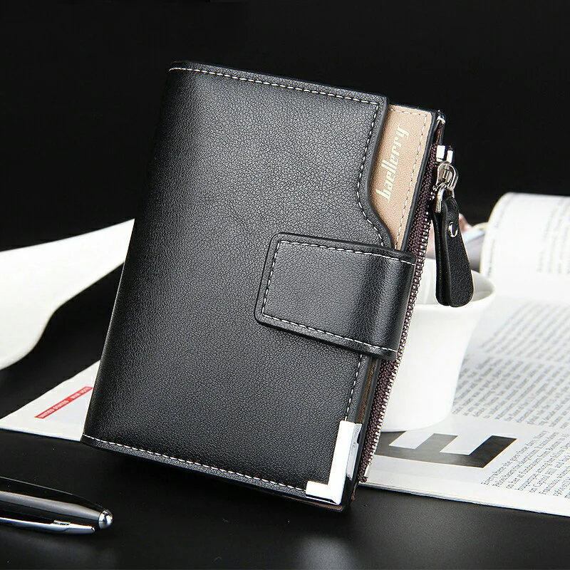

Men Wallet PU Leather With Hasp Zipper Coin Pocket High Quality Male Wallet Fashion Brand Design Man Short Card Holder Purse