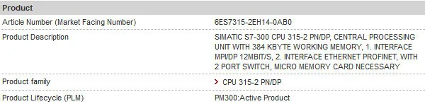 Процессор 6ES7315-2EH14-0AB0, SIMATIC S7-300 6ES7 315-2EH14-0AB0, 2-портовый коммутатор 6ES73152EH140AB0, 315-2 PN/DP 6ES7-3152EH140AB0