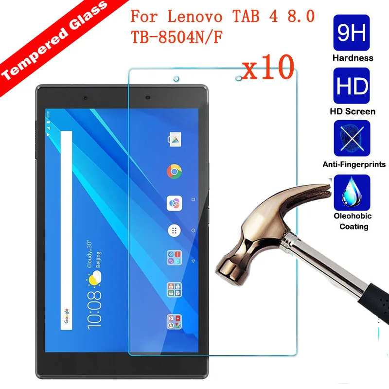 XSKEMP 10Pcs/Lot Scratch Resistant Tempered Glass For Lenovo TAB 4 8.0 TB 8504N/F Transparent 9H