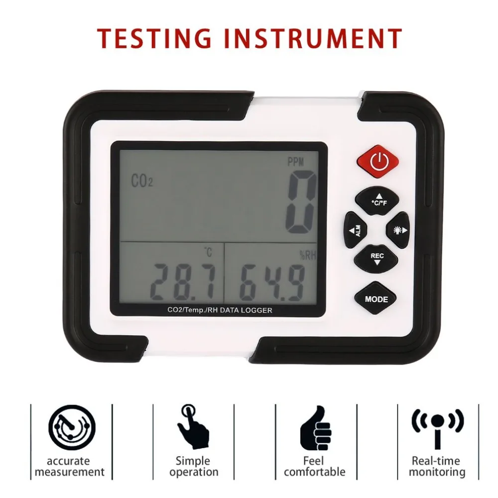 1 комплект USB углекислого газа CO2 данных метр воздуха Температура ЖК-дисплей Logger влажность тестер с коробкой