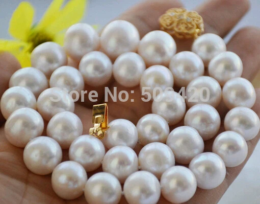 

Free Shipping>>z6316 AAA++ 12mm WHITE ROUND freshwater PEARL NECKLACE 17inch