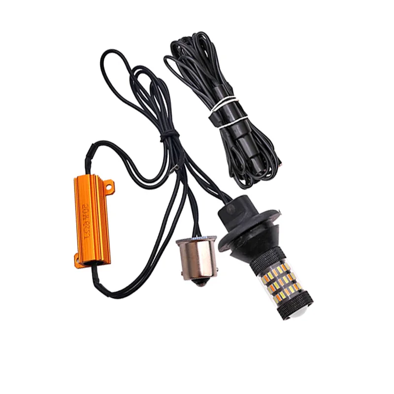 Dual Color WhiteAmber BAU15S BA15S 1156 Canbus Free Error DRL 4014 60 SMD 3156 7440 Turn Signal Reverse Lights 12V5