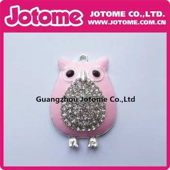 

Women's Lucky pink enamel Owl bird Pendant Necklace Lovely owl Animal Pendant diy Necklace