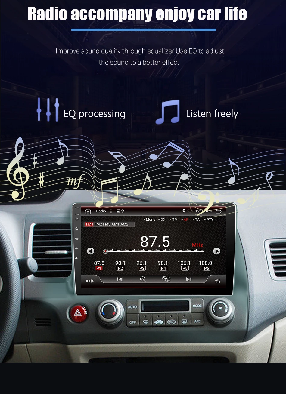 Clearance Eunavi 4G+32G Android 9.0 4G Car Radio Multimedia Video Player Navigation GPS For Honda Civic 2006-2011 2 din dvd raido PX6 15