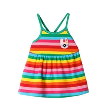 Платье в полоску для новорожденных девочек детский праздничный сарафан без рукавов с радугой для детей от 0 до 18 месяцев, Новинка