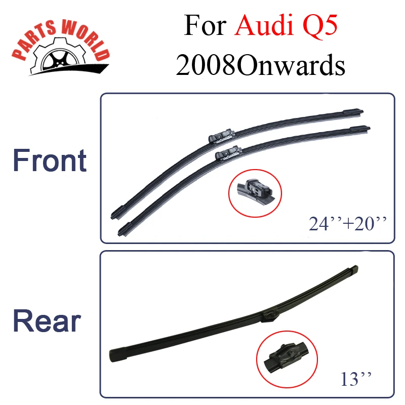 Wiper Blades For Audi Q5 2008onwards Combo Rubber Front And Rear