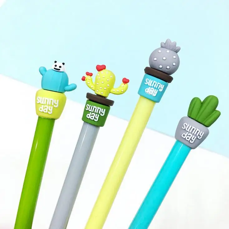 4 pcs/lot Novelty Strong Cactus Plant Gel Pen Ink Marker Pen School