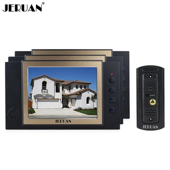 

JERUAN 8`` LCD video door phone intercom system speaker intercom with recording photo taking outdoor waterproof pinhole Camera