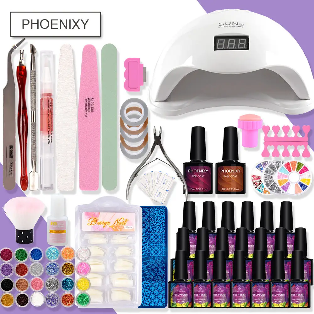 

Full Manicure Set For Nail Polish Kit 20Pcs Gel Nail Polish 48W LED Lamp For Nail Art Set Tools For Manicure Nail Gel Kit Sets