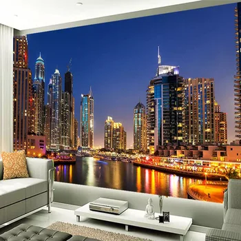 

City Night View Custom 3D Photo Wallpaper Large Murals Modern Living Room Bedroom TV Background Wall Painting Papel De Parede 3D