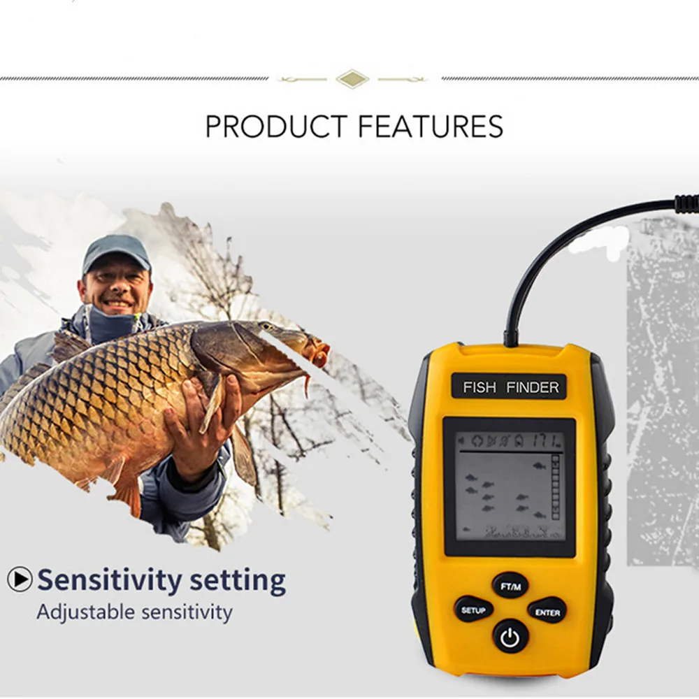 

Smart Portable Depth Fish Finder Wireless Sonar Sounder Fish Find Sensor Technology Adjustable Depth Sensitivity DZ&30