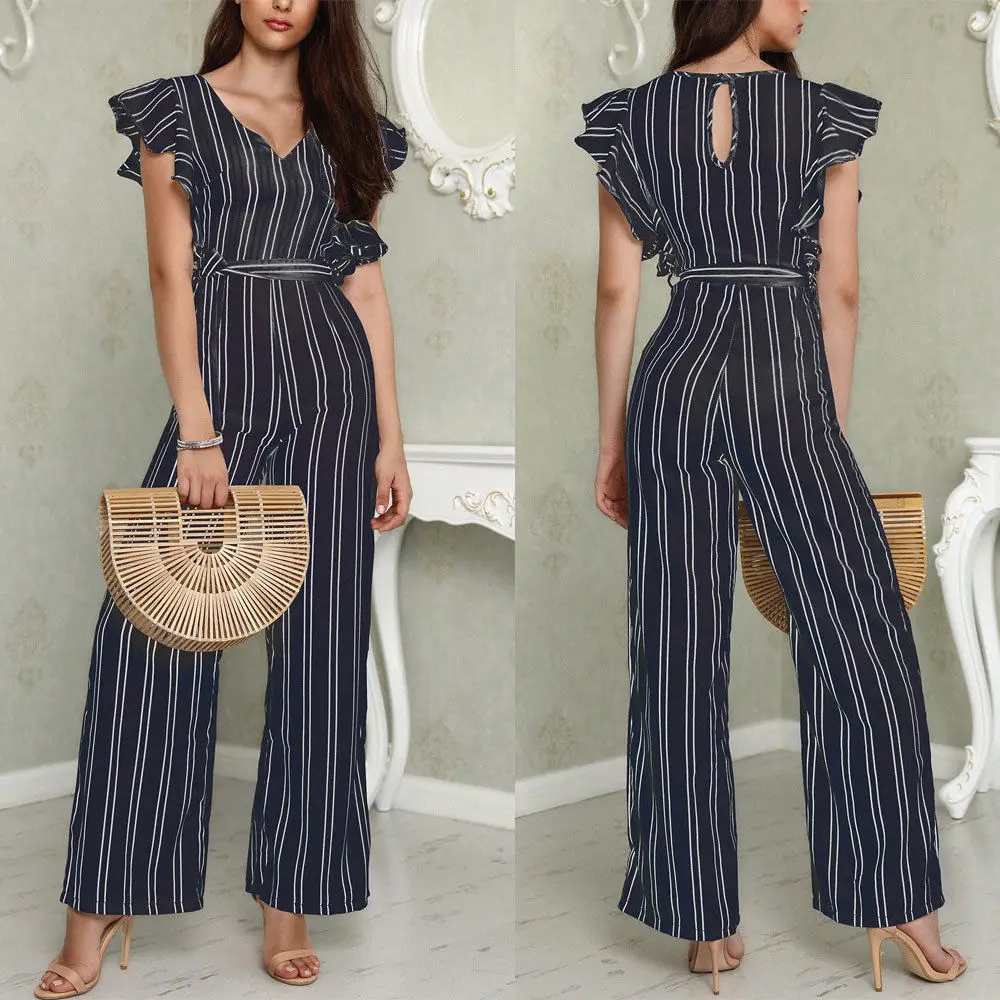 

Fashion Casual Women Ladies Jumpsuits Summer Jumpsuit Sleeveless Clubwear Wide Leg Pant Summer
