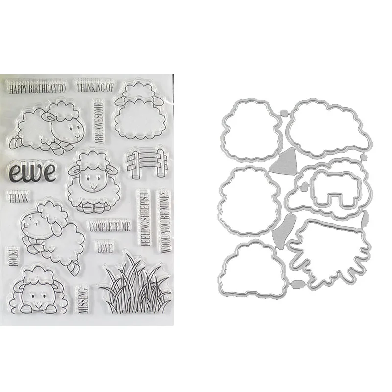 

Sheep Grass Transparent stamp/Matched Metal Cutting Dies Stencils for DIY Scrapbooking Stamp Decorative Embossing card making
