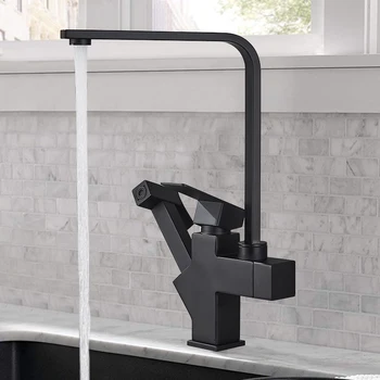 

Matt Black Kitchen Faucet Pull Out Sprayer Single Handle Mixer Tap Sink Faucet 360 Rotation Kitchen Faucet Hot and Cold water