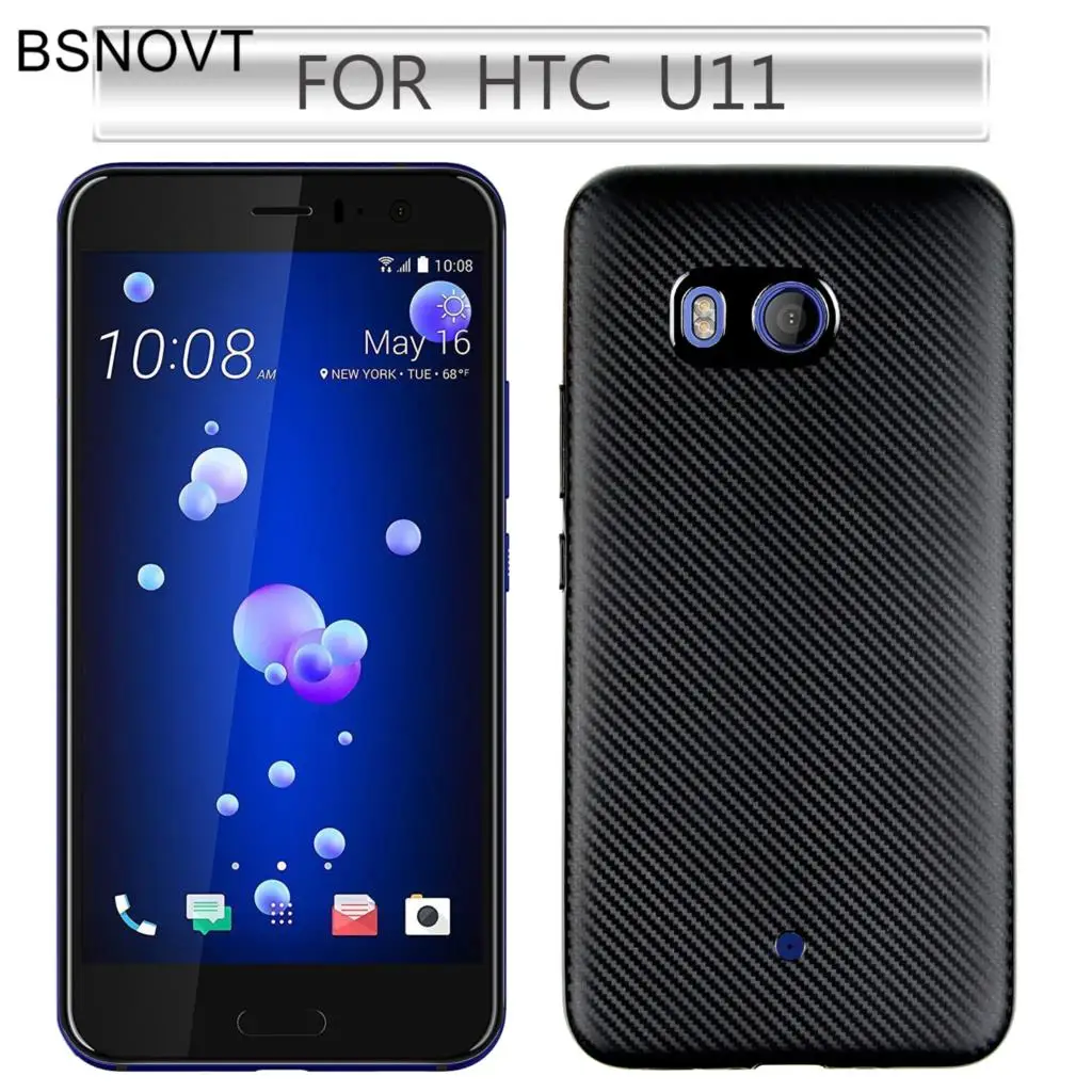 Чехол BSNOVT для htc U11, чехол для htc U 11, чехол с полной защитой из углеродного волокна, мягкий чехол из ТПУ для htc U11, чехлы для мобильных телефонов 5," { - Цвет: Black