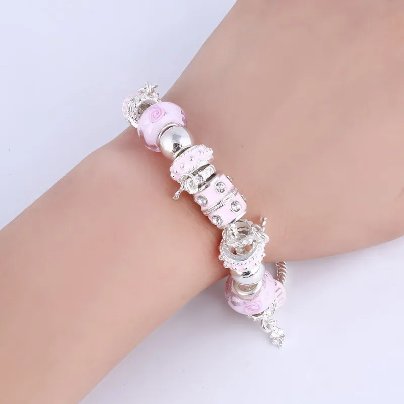 Женский браслет с кристаллами и бусинами из муранского стекла|bracelet beads charms|charms