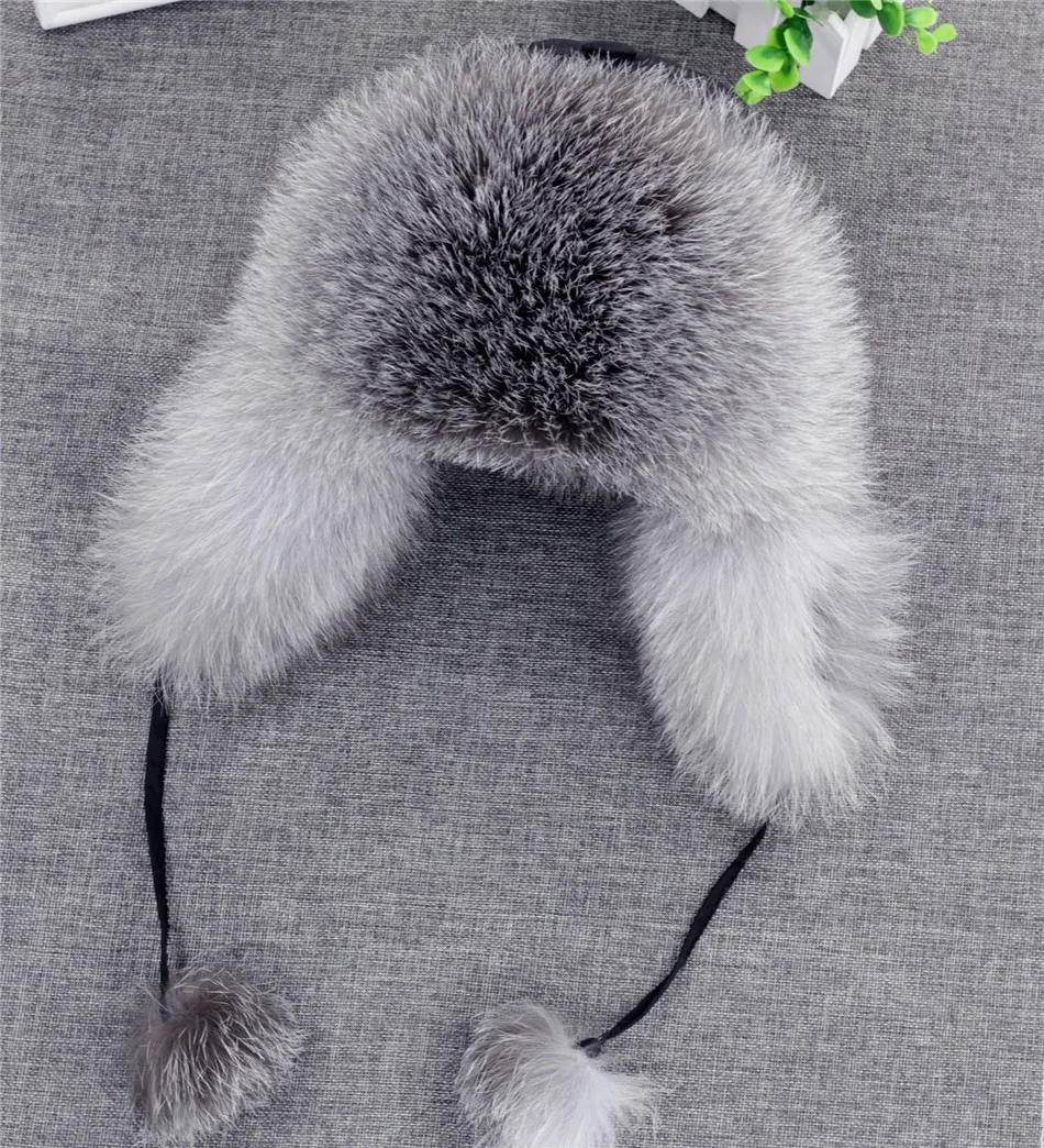 mens mad bomber hat 2020 100% Real Fox Fur Hat Women's Russian Ushanka Aviator trapper snow skiing Hat caps earflap winter raccoon fur Bomber hat sheepskin bomber hat