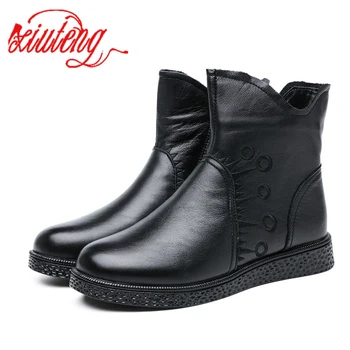 

Xiuteng Style Floral Female Platform Shoes Winter Comfortable Genuine Leather Ankle Boots for Women All Match Retro Boots Lady
