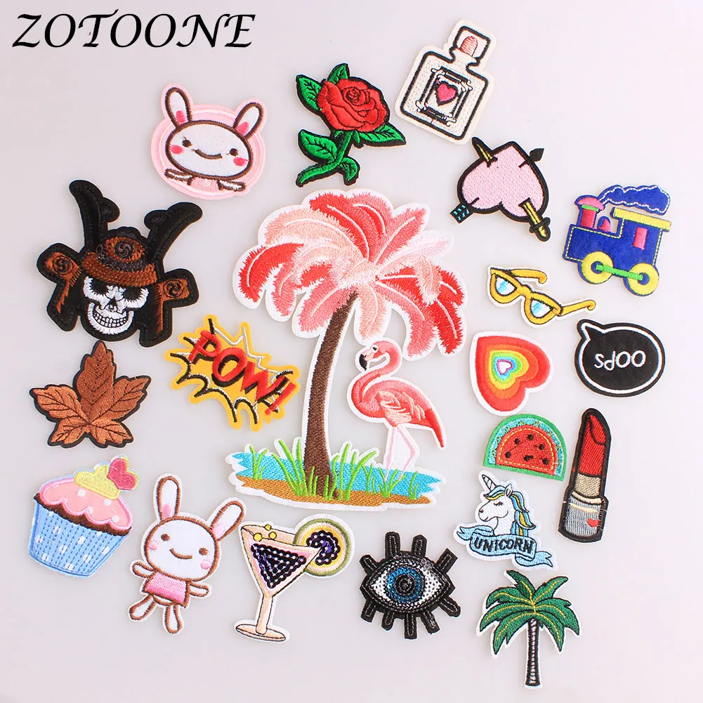 Нашивки ZOTOONE с вышивкой утюжок на одежду единорог фламинго животные цветок буквы