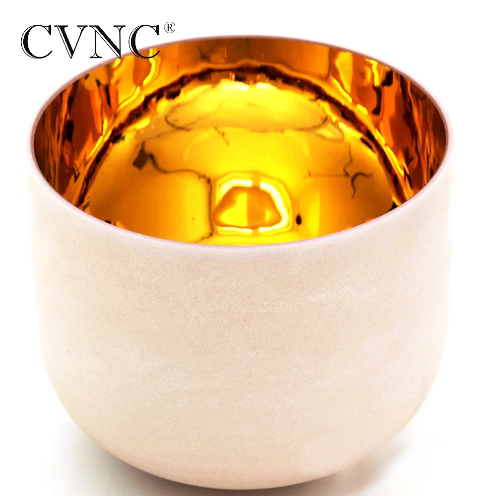 

CVNC any one Note CDEFGAB Frosted Quartz Crystal Singing Bowl 7" with Gold