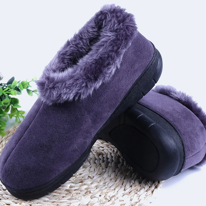 

Men's Boots Winter Wedges Large Size 45-46 TPR sole Flock Comfortable Ankle boots for male Short Plush Shallow Warm shoes Men