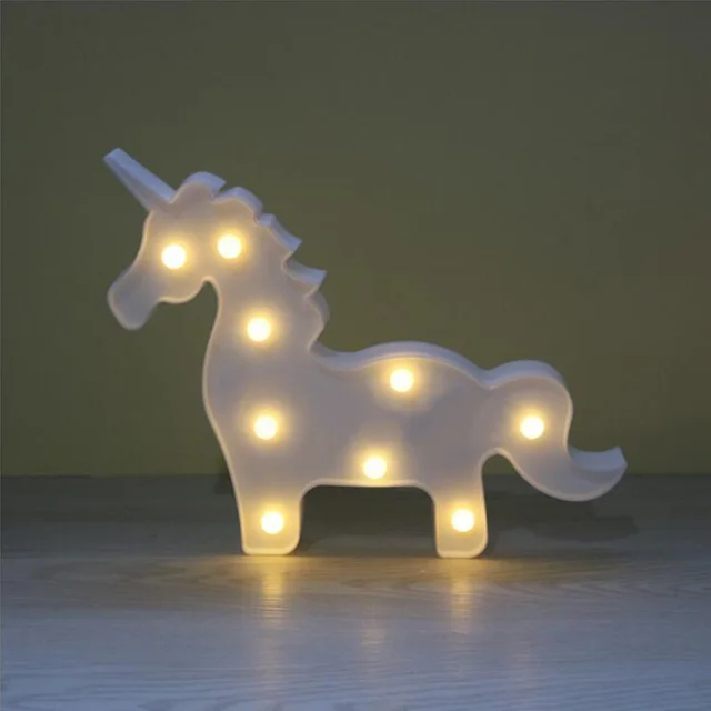 Lampu Marquee Tanda Unicorn LED Surat merah putih 3D LED Bayi Redup