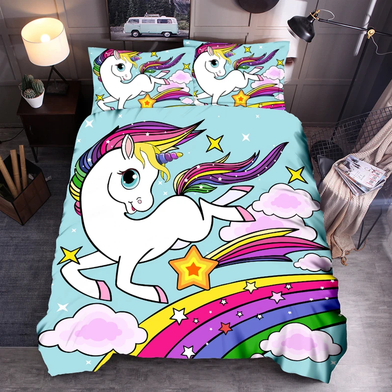 

LOVINSUNSHINE Kids Duvet Cover Set King Comforter Bedding Queen Size Unicorn Bedding Sets CV01#