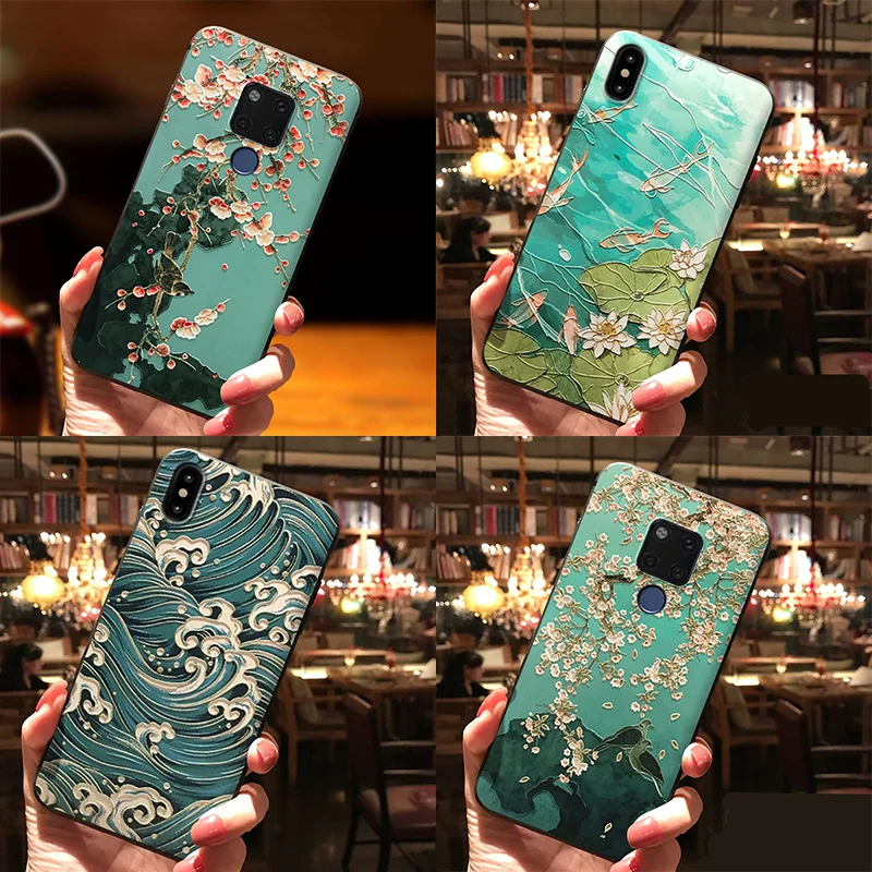 

3D Embossed Water lily Soft TPU Case For Huawei TPU P8 P9 P10 P20 Lite P30 Mate 20 Pro mini P Smart 2019 For Huawei P30 Pro Case