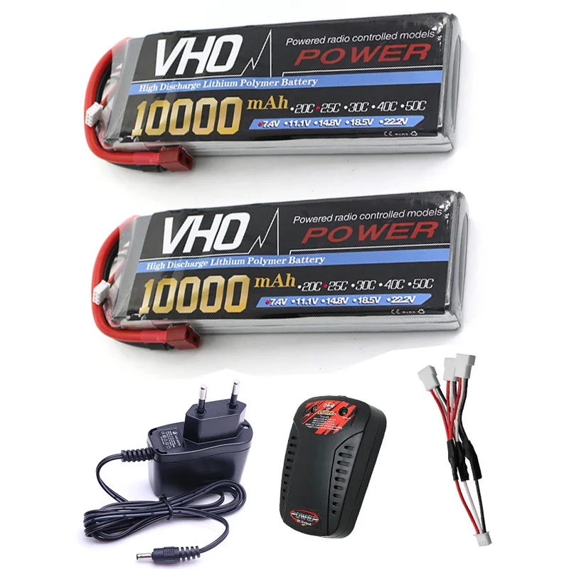 

2pcs 2S 7.4v 12000mah 25c Shaft the Uninhabited Machine HM Lithium Battery and EU charger for RC Plane