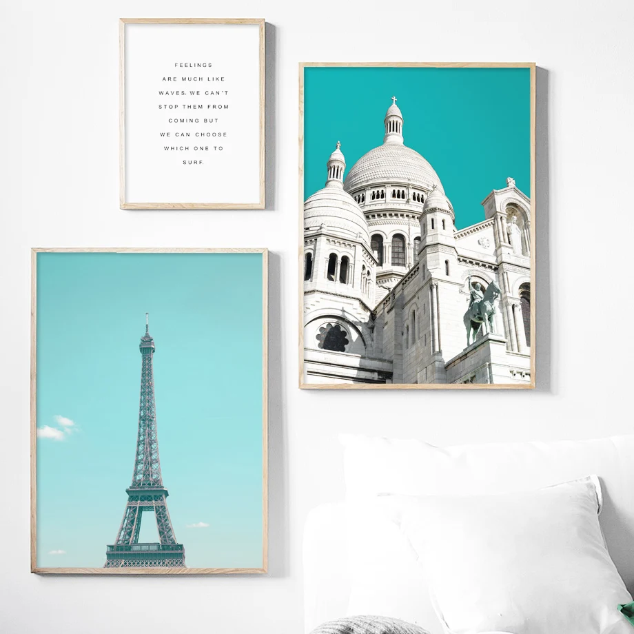 Paris Tower Sacre Coeur Basilica Church Wall Art Canvas Painting Nordic Posters And Prints Wall Pictures For Living Room Decor