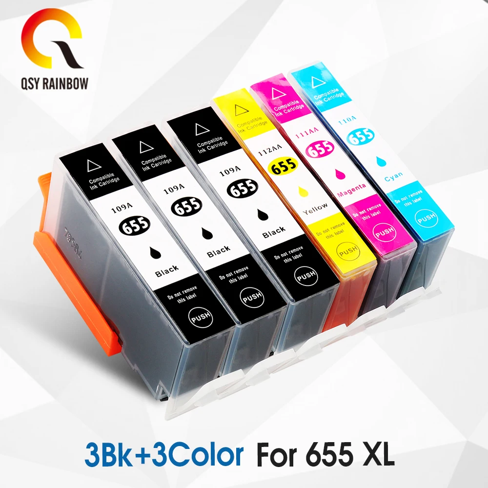 QSYRAINBOW 6 упаковок совместимый чернильный картридж для hp 655 HP XL Замена deskjet 3525 4615 4625