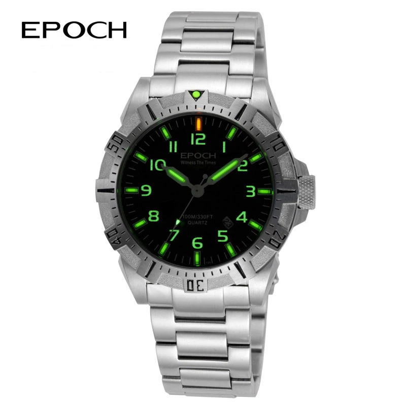 EPOCH Brand watch men sport diving watches men waterproof 100m tritium gas tubes luminous