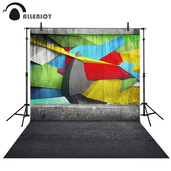 

Allenjoy abstract 3d graffiti fragment colorful concrete wall park street art building corrosion photocalls backdrop photography