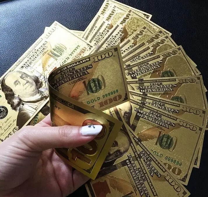 Реквизит деньги 24K Золотая фольга доллар $100 USD купюры памятные коллекции банкноты