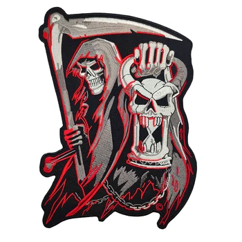 

Satan Skull Hot Sell Embroidered Patch Full Back Large Pattern For Rocker Club Biker Stickers Clothes MC Patch For Clothing