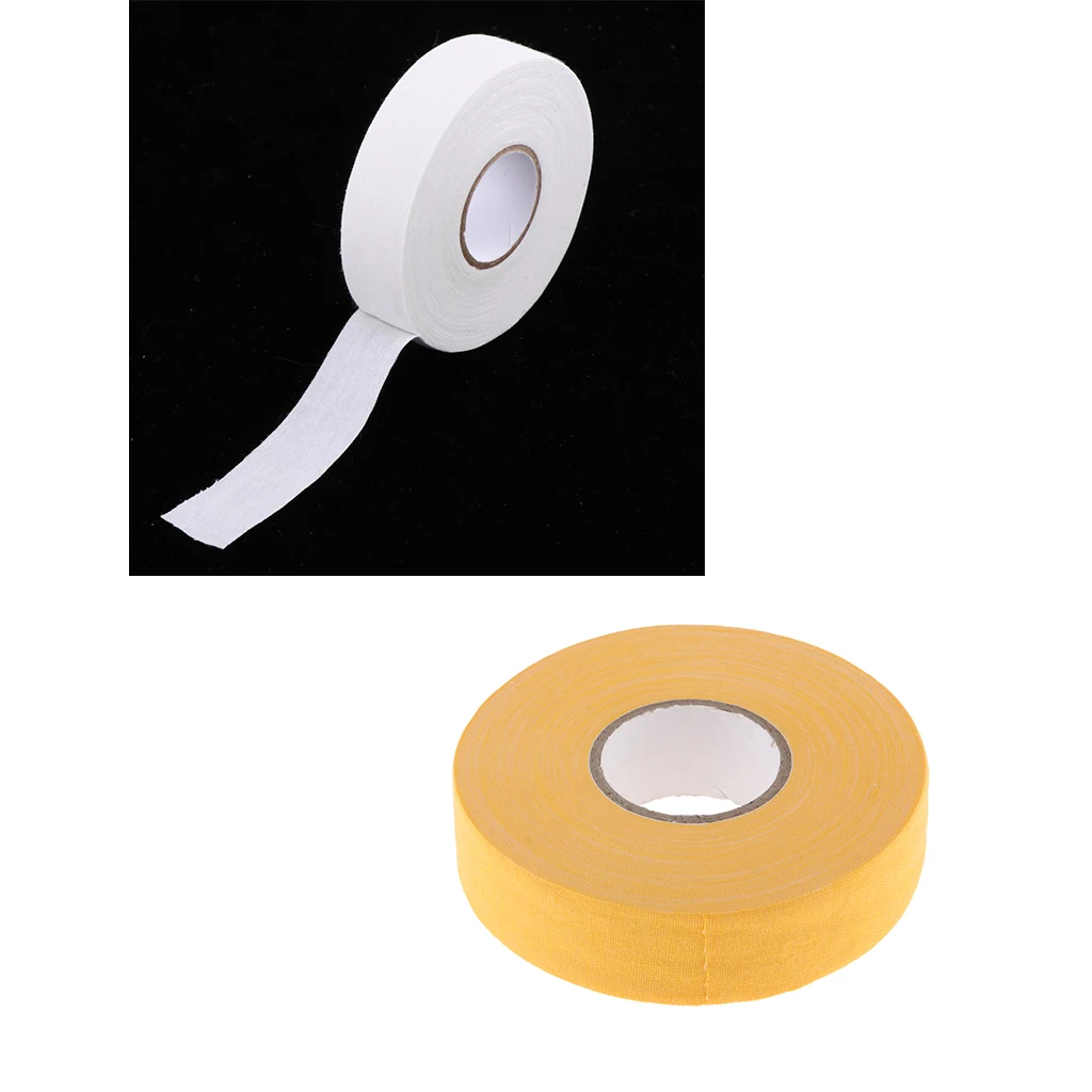 2pcs Self-Adhesive Hockey Stick Tape Cloth Sleeve Wrap Cover Tennis Grip (23 meter long 2.5cm wide) Yellow White