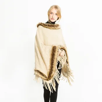 

MIARA.L fashion and new ladies shawl collar artificial fur decorated fur scarf warm cover cape wholesale
