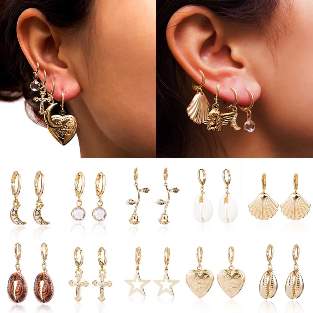 

Korean Fashion Summer Women Natural Shell Drop Earrings Sweet Lvory Color Bohemian Stars Conch Shell Dangle Earrings