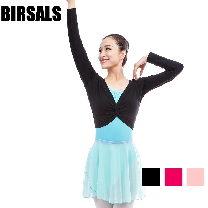 Black Women Long Sleeve Dance Tops Ballet Dance Warm Up Tops Adult Ballet Costume Dancewear CS0010