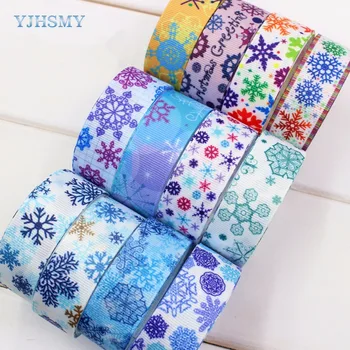 

XW92126,22mm 12 color style,Christmas snowflake Series Printed grosgrain ribbon,DIY handmade materials,headwear accessories