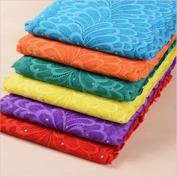 

1Yard width18cm Incidental Seven-color bead tablets Elastic Lace Fabric DIY Crafts Sewing Suppies Decoration Accessories